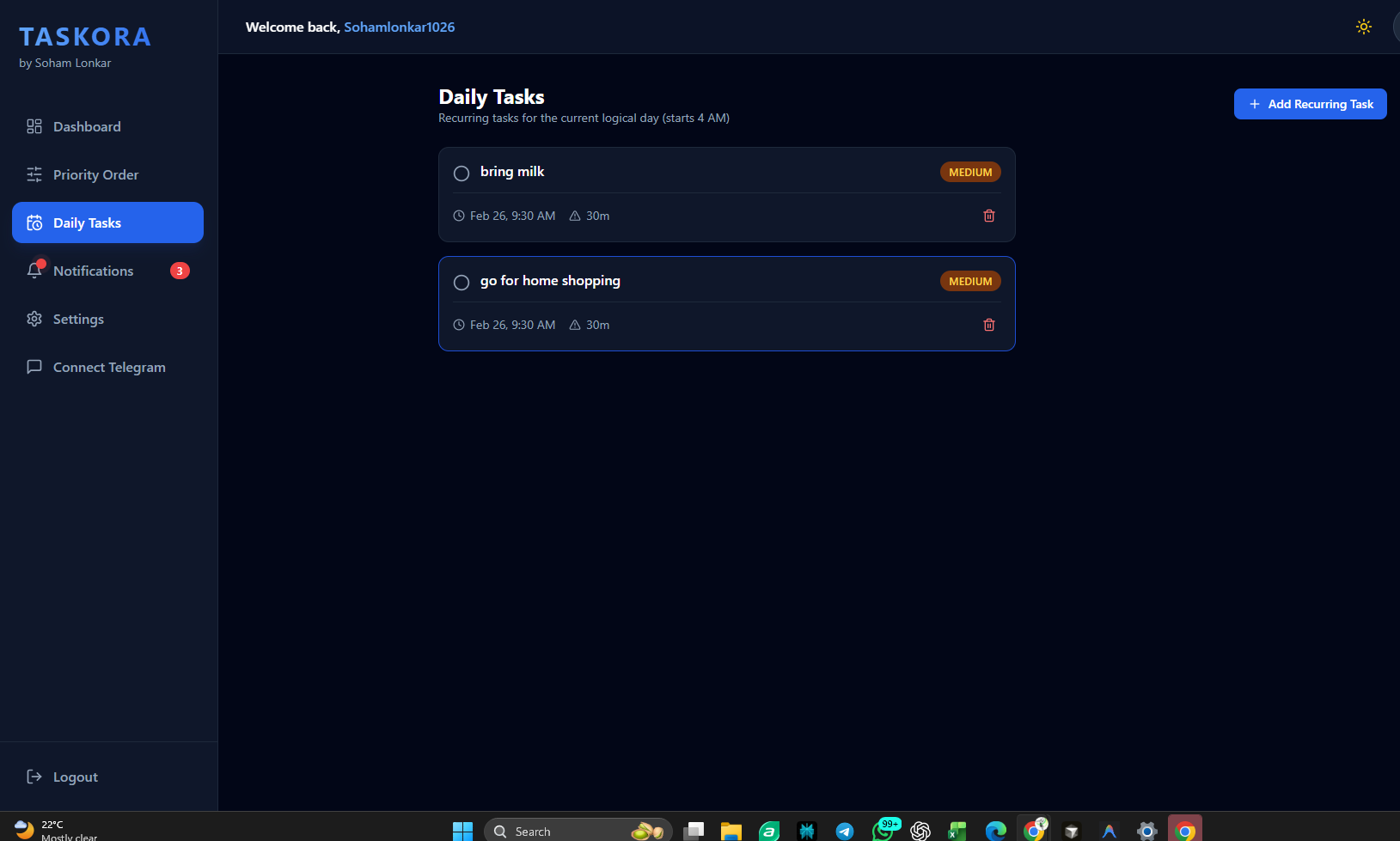 Task Manager with LLM integration screenshot 4